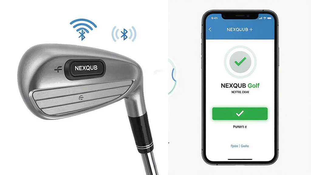 NEXQUB Golf ���������ֻ����Ӳ���ʾ��ͼ����������Ϊ�߶�������ϵĴ��������ֻ���Ļ��Խ��棬����Ϊ���ҷ��У����Ϊ��Ʒ˵��ͼ��ϸ�ڰ�������ͼ�ꡢ��԰�ť����ɫ�Թ������������ɾ��޶���Ԫ��
