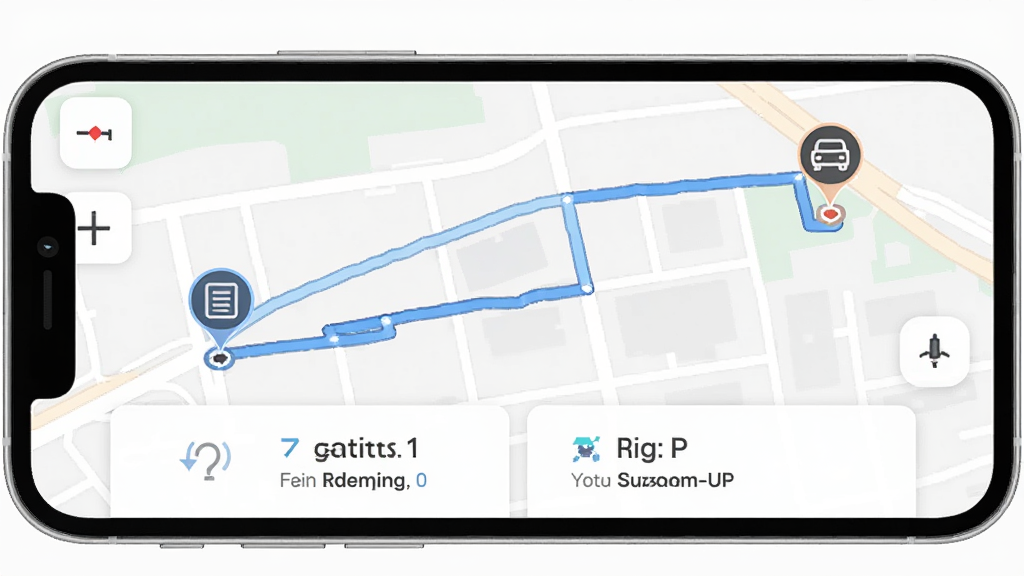 步步路通APP路线记录功能展示,手机屏幕中显示一条完整的行车轨迹地图,起点和终点用图标标注,底部有里程和耗时数据卡片,背景为白色,风格简约商务,画质清晰,干净,无多余元素