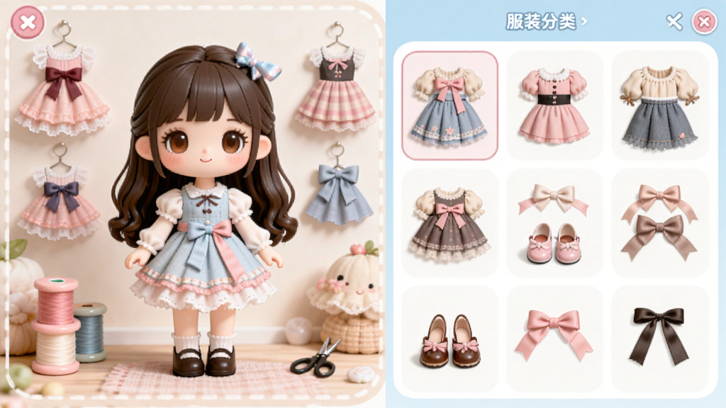 ����������DIY���޻�װ���棬�����ǿɰ��������޺ͷḻ��װ���Σ�����Ϊ�������չʾ���Ҳ��װ����ѡ�������Ű����룬�������������ϸ�ڰ���ȹװ��Ь�ӡ�ͷ�ε�װ��Ԫ�أ����ʸ���ɾ��޶���Ԫ��