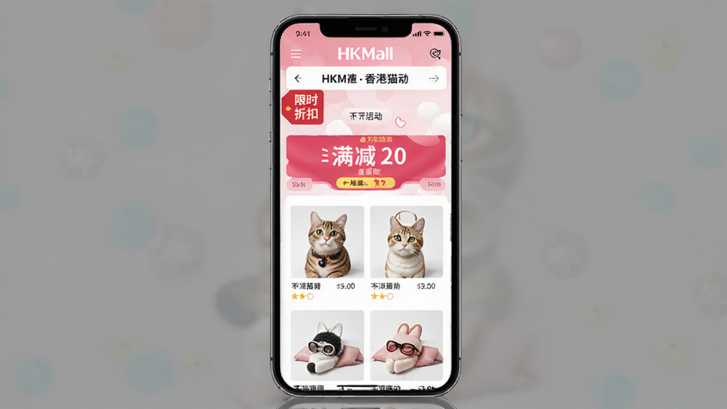 HKMall���èAPP�Żݻҳ�棬�ֻ�����չʾ��ʱ�ۿ۱�ǩ�������������ɫ������ƷͼƬ��׺���Ű����������ʸɾ��޶���Ԫ��