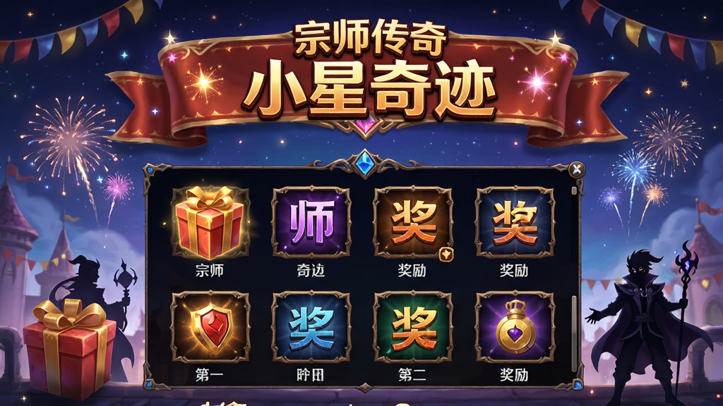 ��ʦ���棨С���漣������棬����Ϊ���ջ����뽱��ͼ�꣬����Ϊ�Ϸ����⡢�·������б����Ű����룬���Ϊħ�������ϸ�ڰ�����С��̻�����ɫ��Ӱ�����ʸ��壬�ɾ����޶���Ԫ��