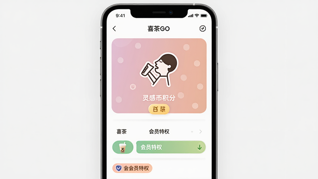 ϲ��GO App����չʾ������Ϊ�ֻ���Ļ����ʾϲ��㵥ҳ�棬����Ϊ�����ֻ�����ͼ���Ű��࣬���Ϊ�ִ����±�ƽ����ƣ�ϸ�ڰ����̲豭ͼ�ꡢ��бһ��ֱ�ʶ����Ա��Ȩ��ǩ�����ʸ��壬�ɾ����޶���Ԫ��