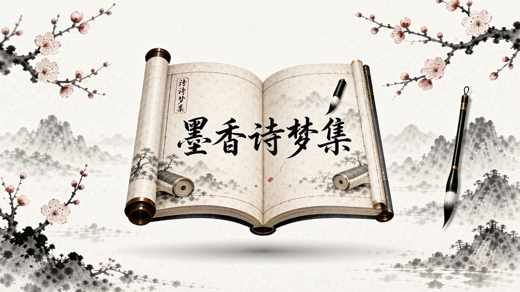 ī��ʫ�μ�Ӧ�ý���չʾ������Ϊһ��չ���Ĺŷ�ʫ�������ڻ������룬���ֲ��þ��жԳ�ʽ�Ű棬���Ϊ�ŵ�ˮī���磬ϸ�ڰ������ᡢë�ʡ�÷����Զɽ��Ԫ�أ����ʸ��壬�ɾ��޶���Ԫ�أ�����������Ϊ��ī��ʫ�μ���
