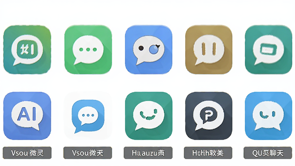 Vsoul微灵同类软件对比示意图,主体为多款AI聊天软件图标并排展示,布局为横向排列,排版整齐,风格为扁平化设计,细节包含各软件图标与名称标签,画质高清,干净,无多余元素