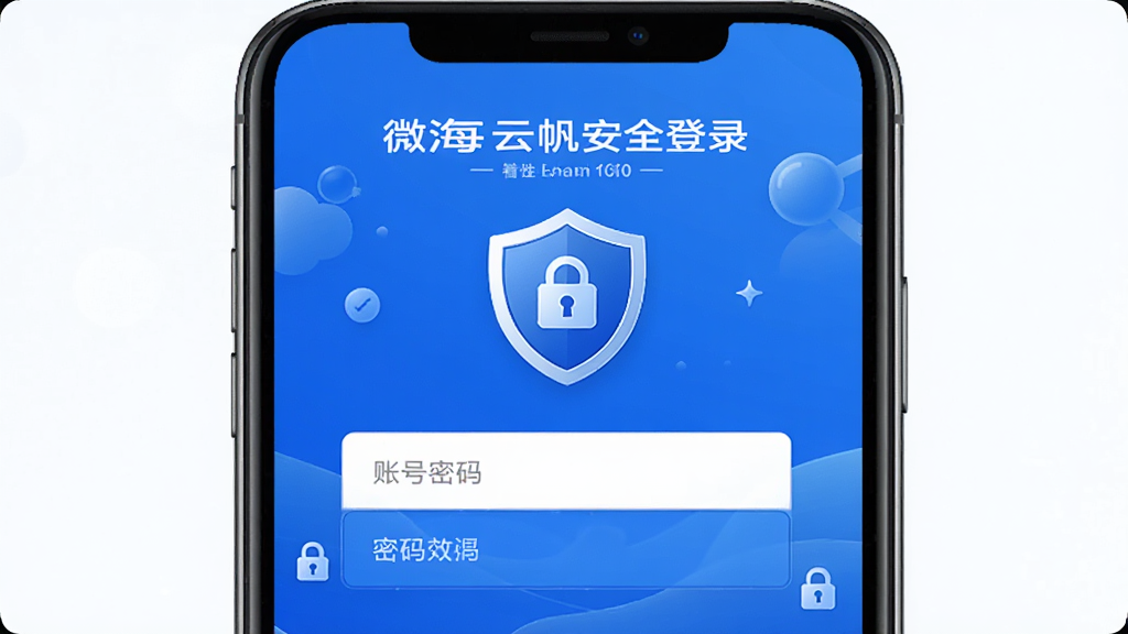 ΢���Ʒ���ȫ��¼���棬����Ϊ�ֻ���Ļ��ʾ�˺����������Ͷ��ư�ȫͼ�꣬����Ϊ���У��Ű��࣬���Ϊ��ȫ���ţ�ϸ�ڰ�����������־����ɫ��ɫ�������ʸ��壬�ɾ����޶���Ԫ��