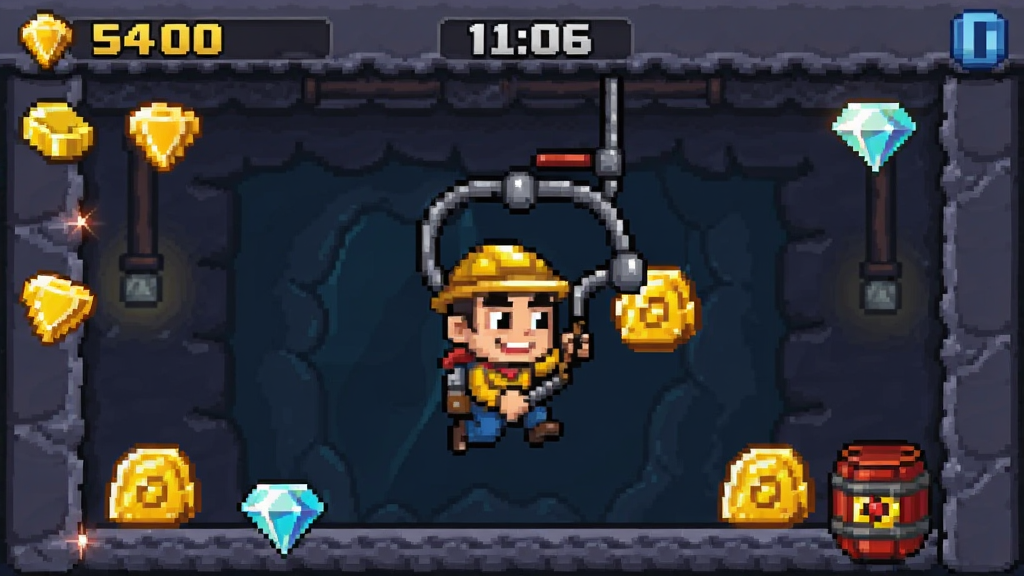 GuGuMiner�ƽ�����а���Ϸ���棬�����Ǿ���󹤽�ɫ�ڿ��аڶ���צץȡ�ƽ𣬲���Ϊ�����ֻ���Ϸ���棬�Ű��Ϸ���ʾ������ʱ�䣬���Ϊ��ͨ�������ط磬ϸ�ڰ����ƽ���ʯ��ըҩͰ�ȿ���Ԫ�أ����������������ɾ��޶���Ԫ��