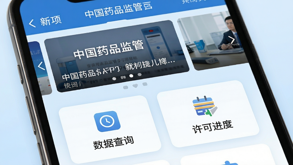 һ�������ֻ���Ļ��ʾ���й�ҩƷ��ܡ�APP����ҳ���棬ҳ���Ű����࣬�Ϸ��������ֲ�ͼ���в�Ϊ�����ݲ�ѯ�������ɽ��ȡ�����ͼ�꣬����Ϊǳ��ɫ���䣬��������Լ��ϸ�����������ʸɾ����޶���Ԫ��