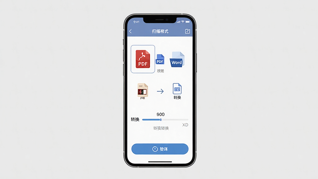 ɨ���ʦ��ʽת�����ܽ��棬����Ϊ�ֻ���Ļ��ʾPDFתWord����ҳ�棬������������ֻ�����Ļ��չʾ�ļ���ʽѡ����ת�����ȣ��Ű�����������Լ�ִ���ϸ�ڰ����ļ�ͼ����ת����ť�����ʸ��壬�ɾ����޶���Ԫ��
