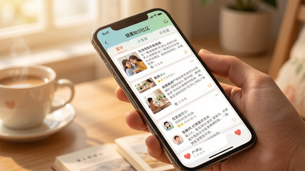 ����˵�̳�App�ڽ���֪ʶ����ҳ�棬�ֻ�������ʾ�����б����û����ۻ�������ܰ�Ķ���Χ�����ɫ�����ɾ��Ű棬�߻���