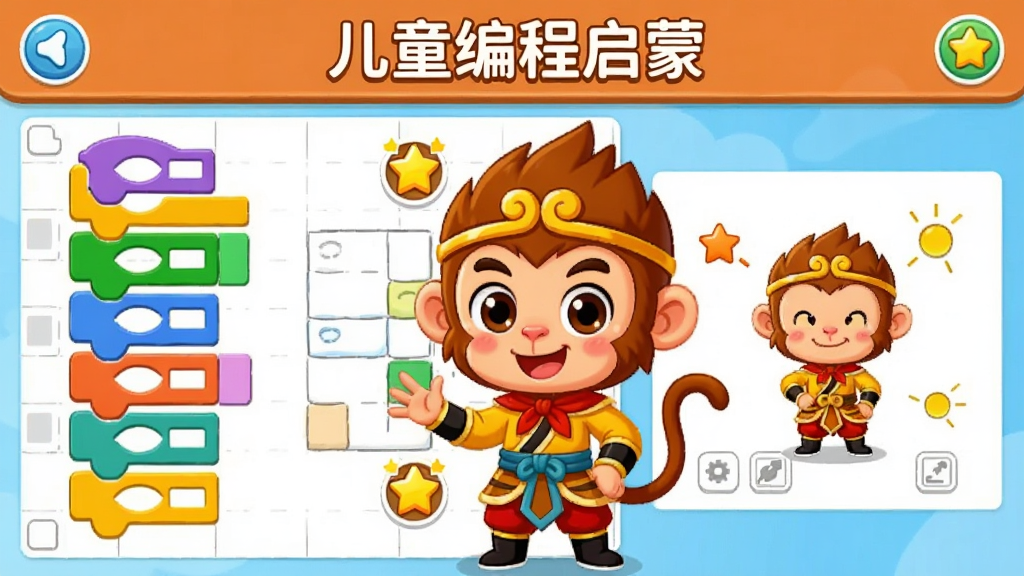 ��ͯ����������������棬����Ϊ��ͨ��ս�ɫվ�ڻ�ľ��̻����ԣ��������Ϊ��ľ�������Ҳ�Ϊͼ��Ԥ�������Ű����½ṹ�����б����������Ϊ������ͨ��ͯ�磬ϸ�ڰ�����ɫ��ľ�顢���ν�ɫ�����ǽ���ͼ�꣬���������ɾ��޶���Ԫ��
