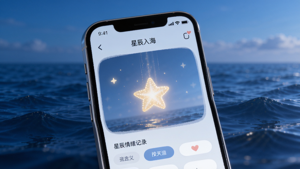 �ǳ��뺣�������棬����ɫ���󱳾���һ�ŷ�����ǳ������³����ֻ���Ļչʾ������¼ҳ�棬���ּ�࣬�Ű�����������ϵ���ϸ����ͣ����廭�ʣ��ɾ��޶���Ԫ��