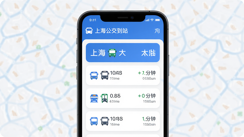 �Ϻ�������ѯAPP�����棬����Ϊ�ֻ���Ļչʾʵʱ������վ�б������ֲ������½ṹ��������ʾ��·���ƺͷ����м����г���λ����Ԥ�Ƶ�����������Ű��������������Ϊ�ִ���Լ��ƽ����ϸ�ڰ�����ɫ����ɫ��Բ�ǿ�Ƭ��Сͼ�꣬���ʸ��壬�ɾ����޶���Ԫ��