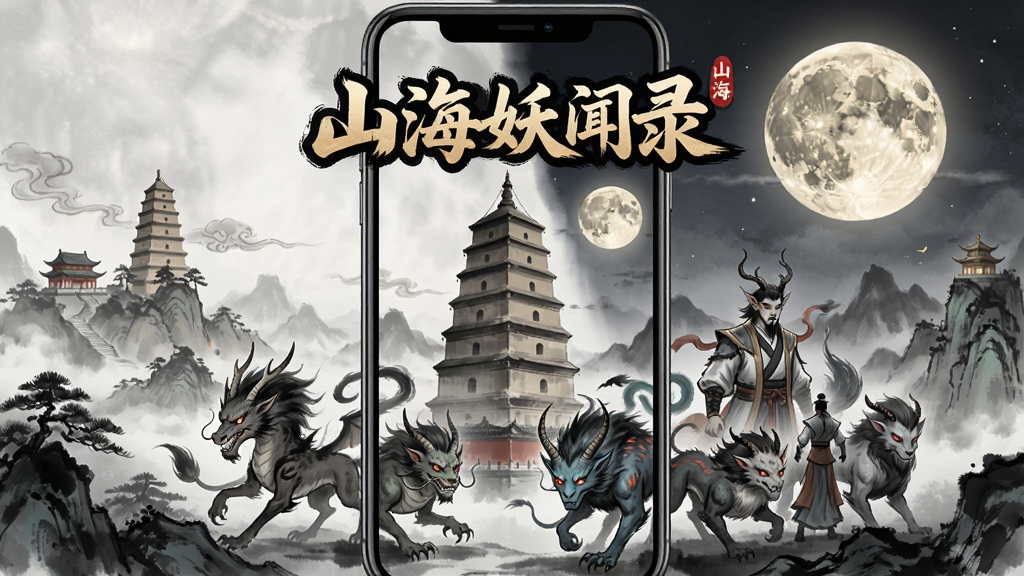 ɽ������¼��Ϸ����ͼ������Ϊ�����ֻ����棬��������չʾ�����񻰳���������Ⱥ���Ű��Ϸ�Ϊ��Ϸlogo��������֣����Ϊ����ˮī��Ⱦ��ϸ�ڰ������������¹�Ԫ�أ����ʸ���ɾ��޶���Ԫ��