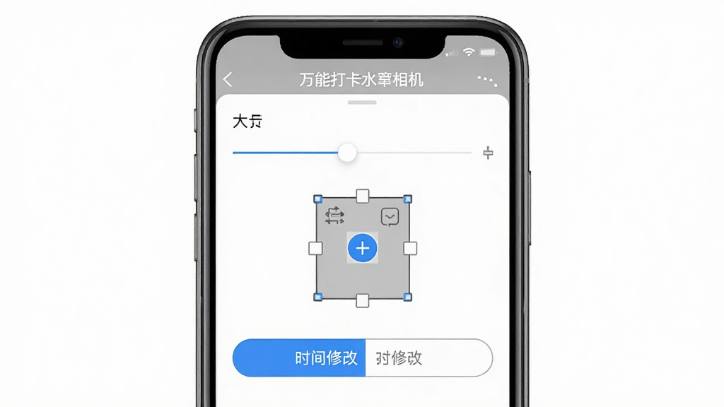 ���ܴ�ˮӡ���Ӧ�ý����ͼ������Ϊ�ֻ���Ļչʾˮӡ�༭��壬���־��У��Ű�����������Լ�ִ���ϸ�ڰ���ˮӡ��С���顢λ����ק���ʱ���޸İ�ť�����ʸ��壬�ɾ����޶���Ԫ��