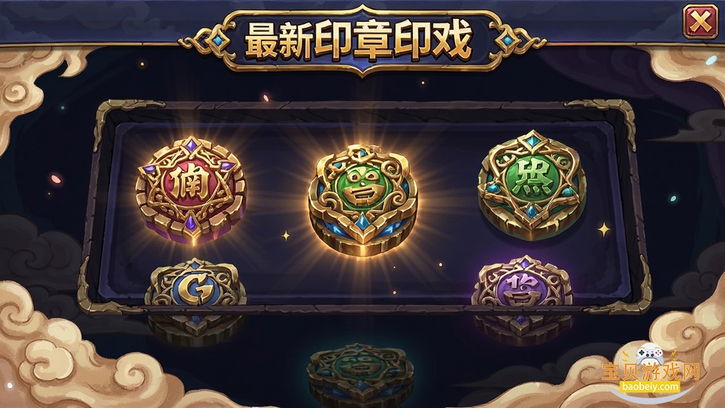华丽印章游戏最新版 游戏界面 印章收集展示 华丽风格 画质清晰 干净无多余元素