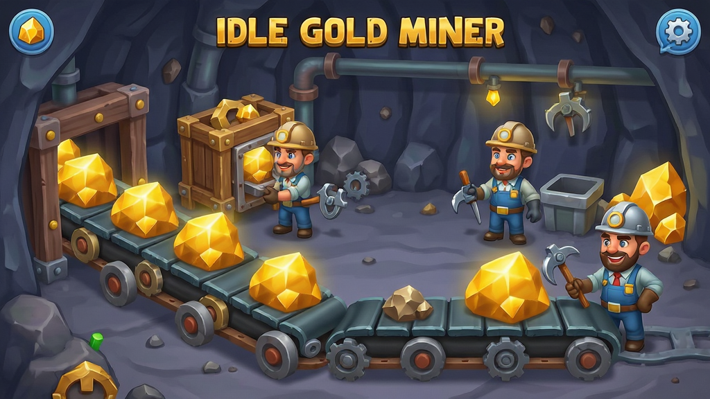 Idle Gold Miner �Զ����ڿ���ˮ�߳�������ͨ��񣬿󹤺������ڿ��й��������ʹ����ͽ������ͻ�������ֺ������Ű�������������Ϸ���ϸ�ڷḻ���߻��ʣ��ɾ����޶���Ԫ��