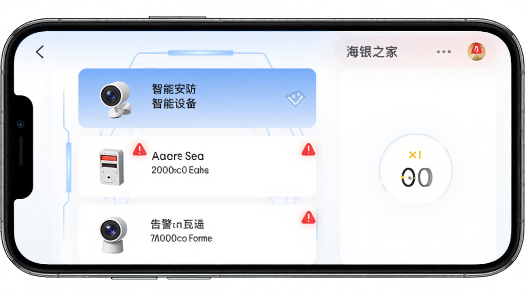 ����֮��APP����չʾ������Ϊ�ֻ���Ļ��ʾ���ܰ����豸�б��͸澯��Ϣ������Ϊ�����Ű棬�����Ƽ��У�ϸ�ڰ�������ͷͼ�ꡢ�Ŵ�ͼ�ꡢ�澯��ɫ��ǣ������������ɾ����޶���Ԫ��