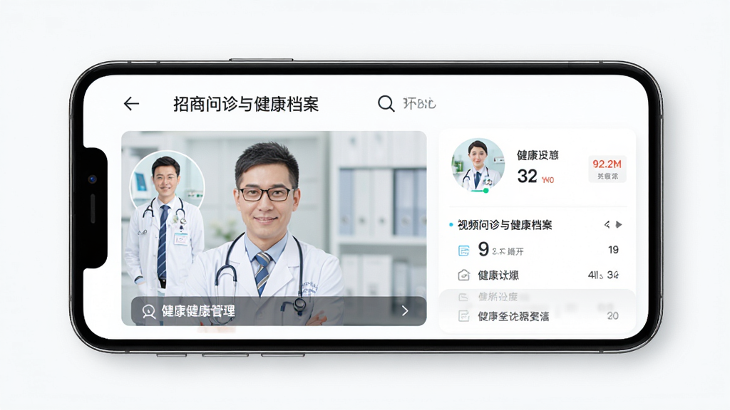 ������ŵAPP��������ҳ�棬����Ϊ�ֻ���Ļչʾ��Ƶ�����뽡�����������ַ����������Ű����룬�������ҽ�ƸУ�ϸ�ڰ���ҽ��ͷ���뽡�����ݣ������������ɾ����޶���Ԫ��