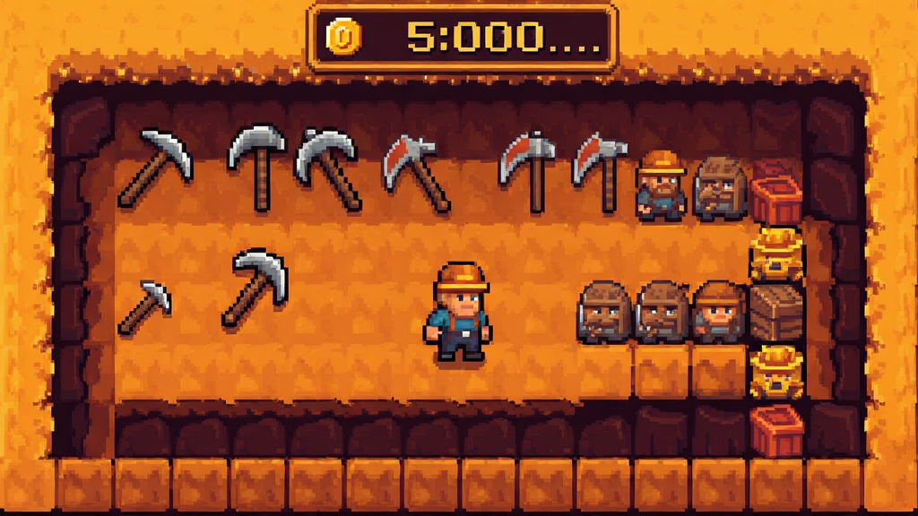 Merge Miner��Ϸ�����ͼ�����ط��󳡣��󹤺͹����������룬���������ʾ�ڶ���������ɫ����ů������ɾ����޶���Ԫ��