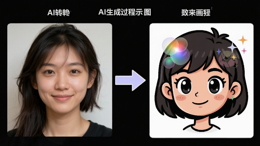 ����ͷ��AI���ɹ���ʾ��ͼ������Ϊһ��������Ƭͨ��AIת��Ϊ��ͨ����ͷ�񣬲���Ϊ���ҶԱ�չʾԭͼ��Ч��ͼ���Ű����������Ϊ��Լ�廭�磬ϸ�ڰ���ת����ͷ����ͨͷ���˾�Ч�������ʸ��壬�ɾ����޶���Ԫ��