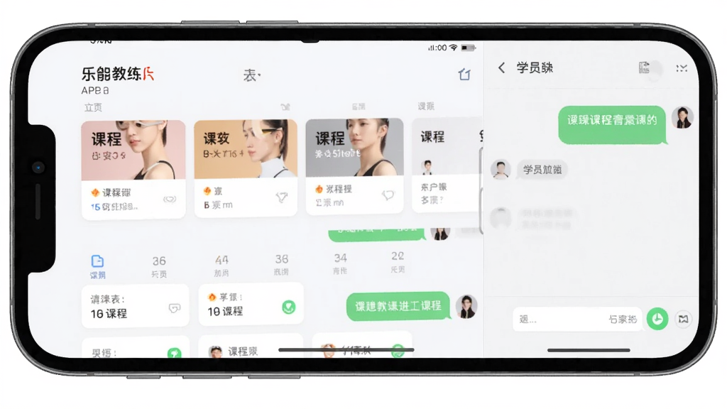 �ֿ̽���APP�����ͼ���ֻ���Ļ��ʾ�γ̱���ѧԱ���촰�ڣ�����Ϊ�ֻ�����ͼ�����־��У��Ű��࣬����ִ���ƽ����ϸ�ڰ����γ̿�Ƭ����Ϣ���ݣ����������ɾ��޶���Ԫ��