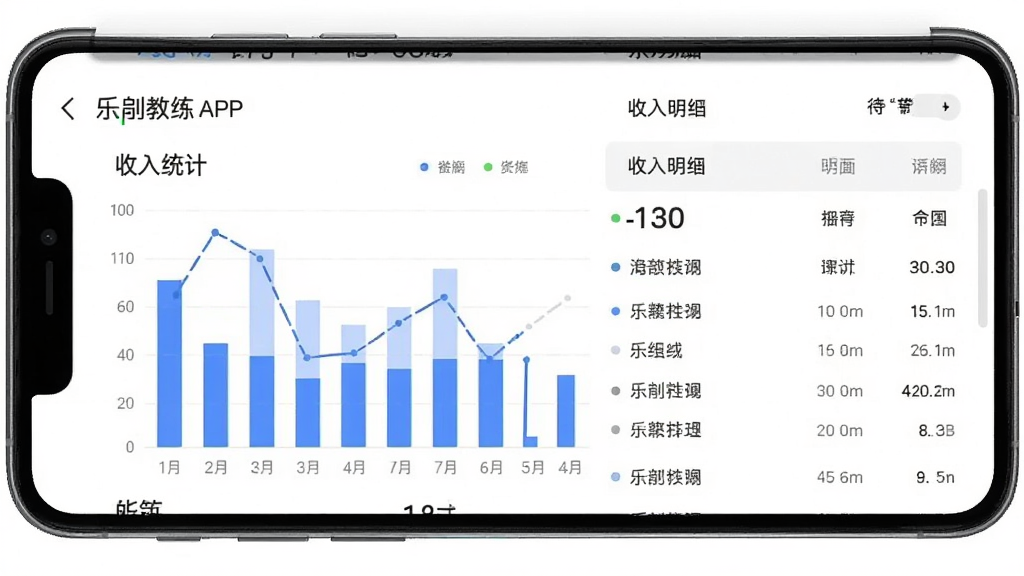 �ֿ̽���APP����ͳ��ҳ�棬�ֻ���Ļչʾ��״ͼ��������ϸ�б�������Ϊ�ֻ����棬�������½ṹ���Ű����룬����Լ����ϸ�ڰ���������ͼ�������ʸ���ɾ��޶���Ԫ��