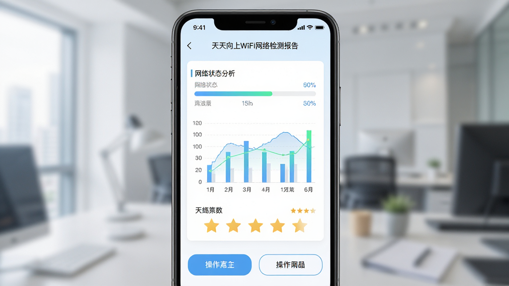 ��������WiFi�����ⱨ��ҳ�棬����Ϊ�ֻ���Ļ��ʾ����״̬����ͼ��������Ϊ���½ṹ���������в�����ͼ���ײ�������ť���Ű��������ݿ��ӻ������Ϊ����ǳɫ����磬ϸ�ڰ������������Ǽ����֣����ʸ���ɾ��޶���Ԫ��