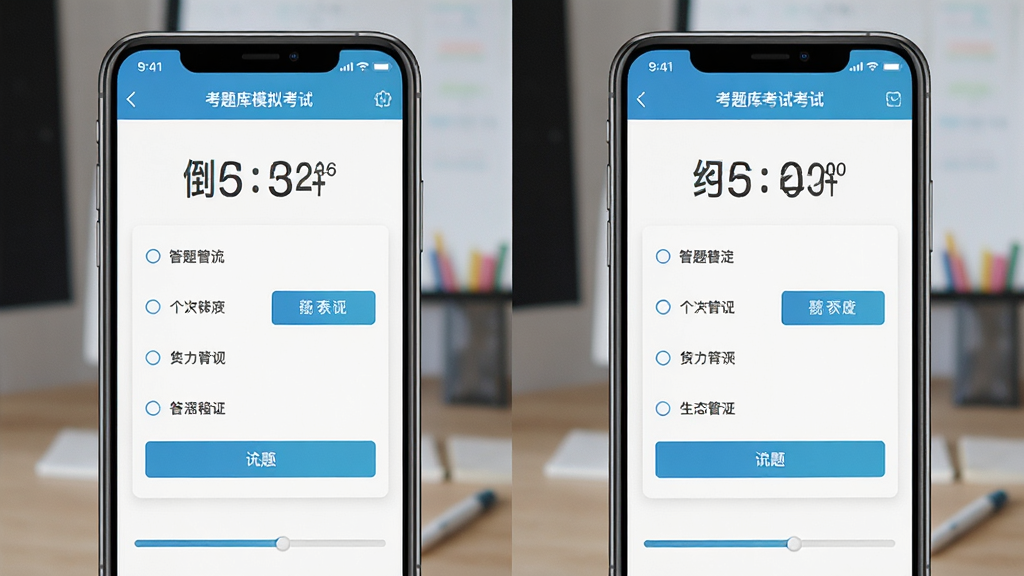 �����ģ�⿼�Խ��棬�ֻ���Ļ��ʾ����ʱ�ʹ��⿨������Ϊ���Դ���ҳ�棬�Ű����룬���Ϊ��ˬ��������ƣ�ϸ�ڰ���ѡ�ť�ͽ����������ʸ���ɾ��޶���Ԫ��
