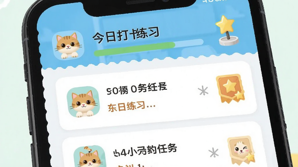 5�����Ķ���������չʾ������Ϊ�ֻ���Ļ����ʾСѧӢ��ÿ����ϰ�����б�������Ϊ���½ṹ�Ϸ���ʾ���մ򿨽����·��г�������ϰ�����Ű������������Ϊ���½������ƽ����ƣ�ϸ�ڰ���Сè����ͼ��ͳɾͿ�Ԫ�أ����ʸ���ɾ��޶���Ԫ��
