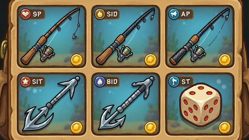 How to Fish ��Ϸ������������Ϊľ����͡�̼�ص��͡����������������������չʾ������Ϊ�Ź�����Ʒ�����Ű�Ϊ��Ϸ�������棬���Ϊ��ͨ�ֻ��ʸУ�ϸ�ڰ���ÿ�����ߵĹ���������������ͼ�ꡢ��ұ��������������ɾ����޶���Ԫ��