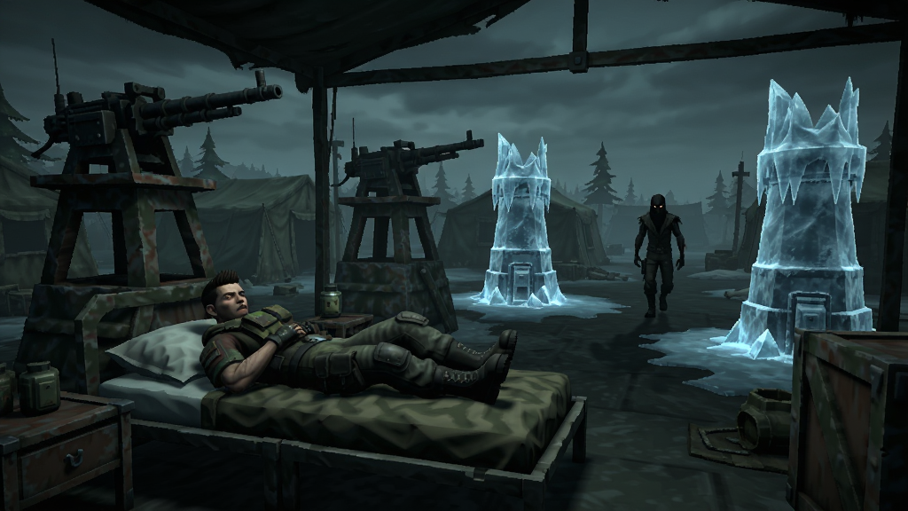 ĩ��Ӫ��Camp Doom��Ϸ���棬ĩ��Ӫ�س�������ҽ�ɫ���ڴ����ϣ���Χ�����˻�ǹ���ͱ��������������˴�Զ���ƽ������ڿֲ����ϸ�ڷḻ�������������ɾ��޶���Ԫ��